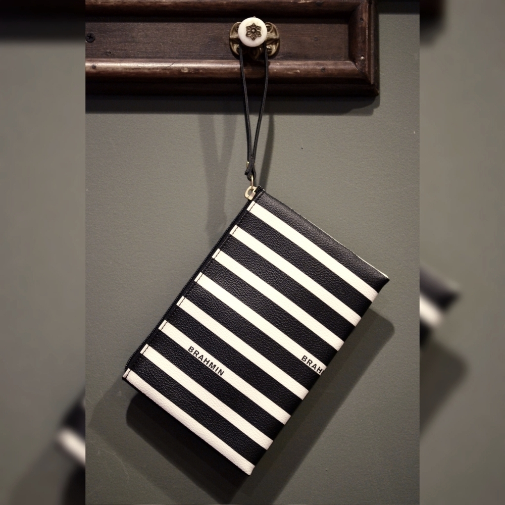 Brahmin B/W Striped Wristlet